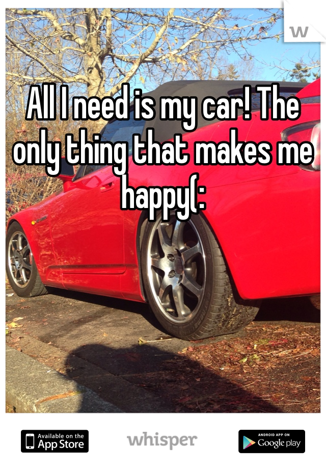 All I need is my car! The only thing that makes me happy(: 