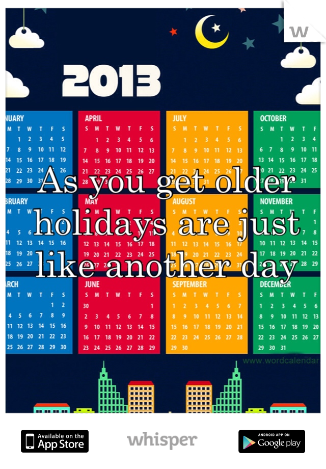As you get older holidays are just like another day