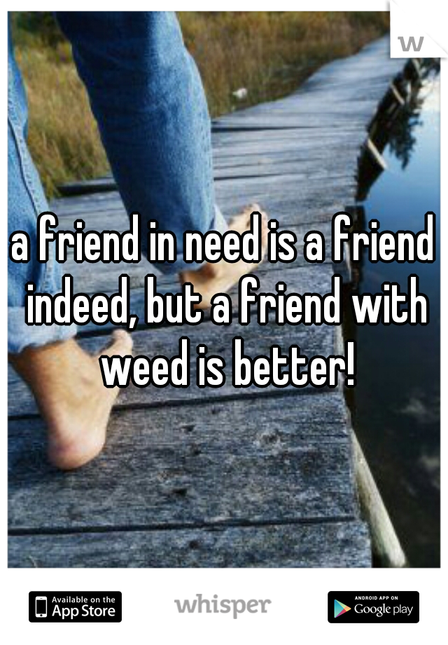 a friend in need is a friend indeed, but a friend with weed is better!