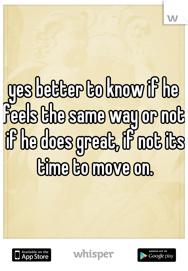 yes better to know if he feels the same way or not. if he does great, if not its time to move on.