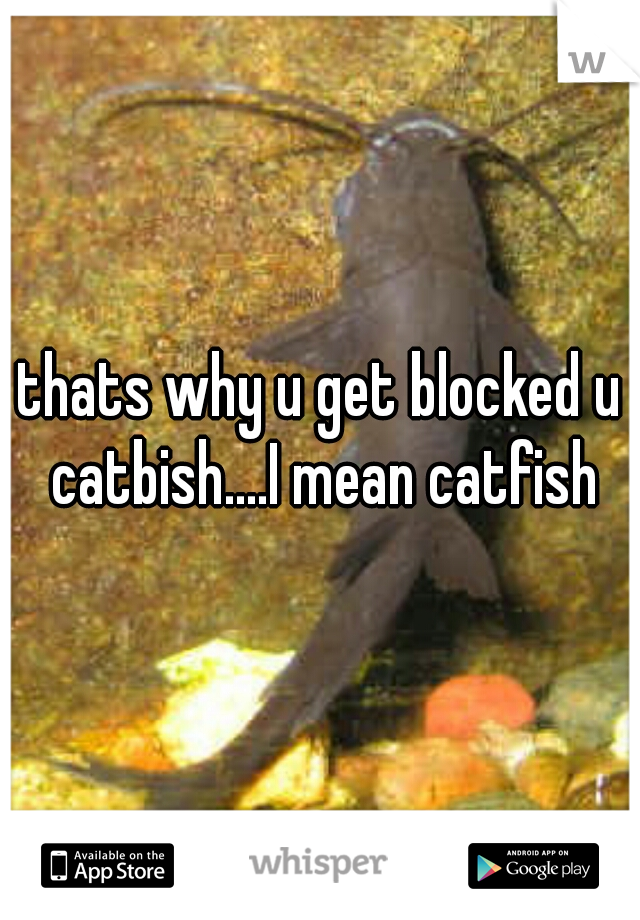 thats why u get blocked u catbish....I mean catfish