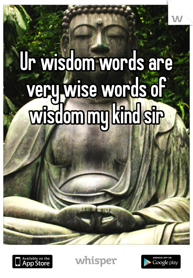 Ur wisdom words are very wise words of wisdom my kind sir 