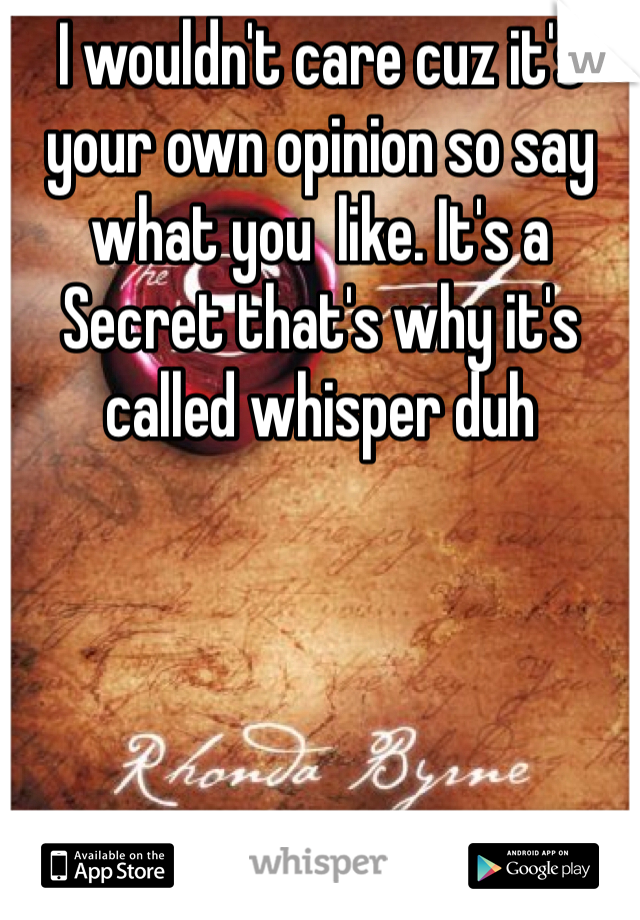 I wouldn't care cuz it's your own opinion so say what you  like. It's a Secret that's why it's called whisper duh