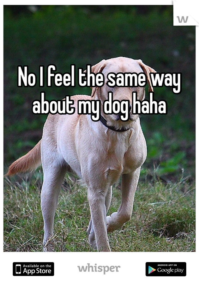 No I feel the same way about my dog haha