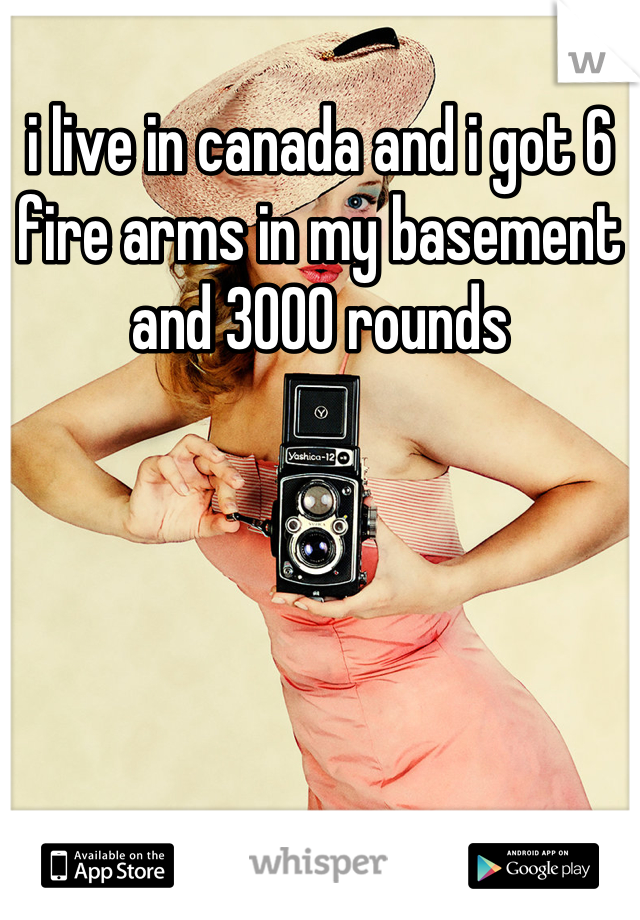 i live in canada and i got 6 fire arms in my basement and 3000 rounds