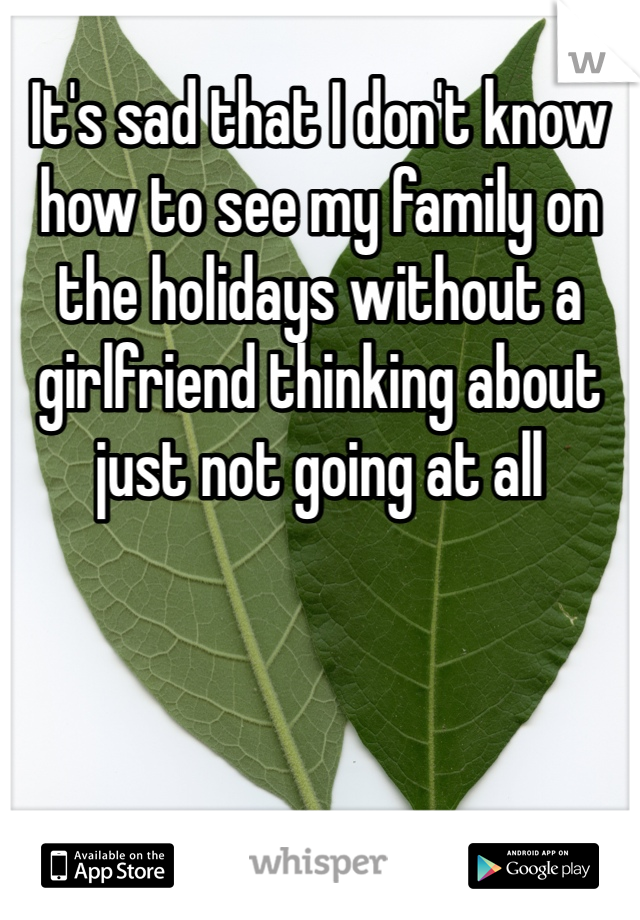 It's sad that I don't know how to see my family on the holidays without a girlfriend thinking about just not going at all