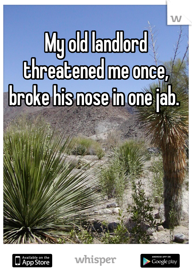 My old landlord threatened me once, broke his nose in one jab. 