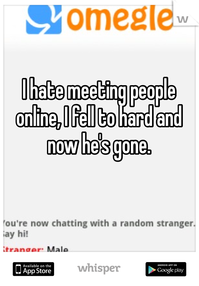 I hate meeting people online, I fell to hard and now he's gone. 