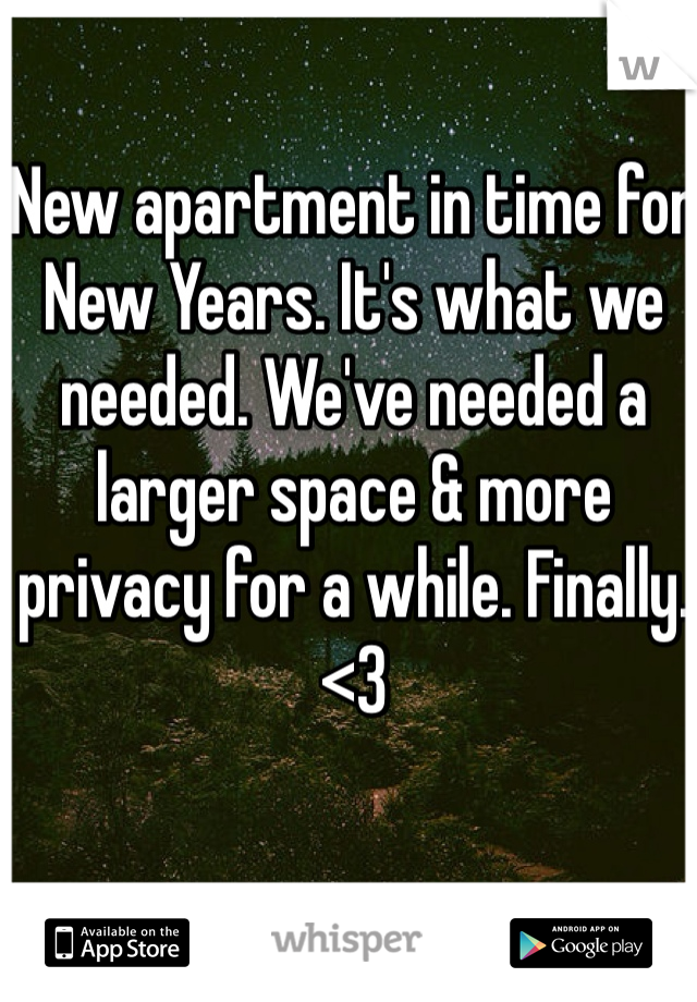 New apartment in time for New Years. It's what we needed. We've needed a larger space & more privacy for a while. Finally. <3