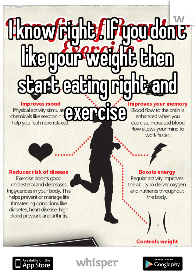 I know right . If you don't like your weight then start eating right and exercise 