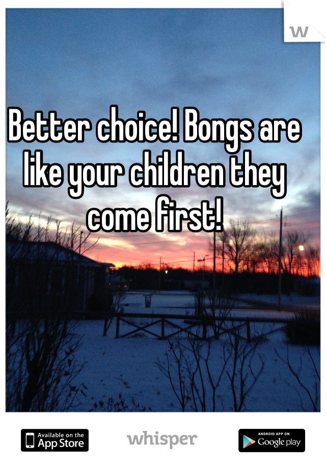 Better choice! Bongs are like your children they come first! 
