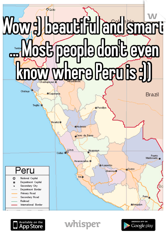 Wow :) beautiful and smart ... Most people don't even know where Peru is :)) 