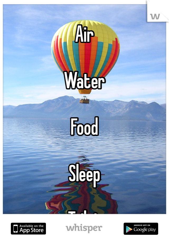 
Air

Water

Food

Sleep

Toilet