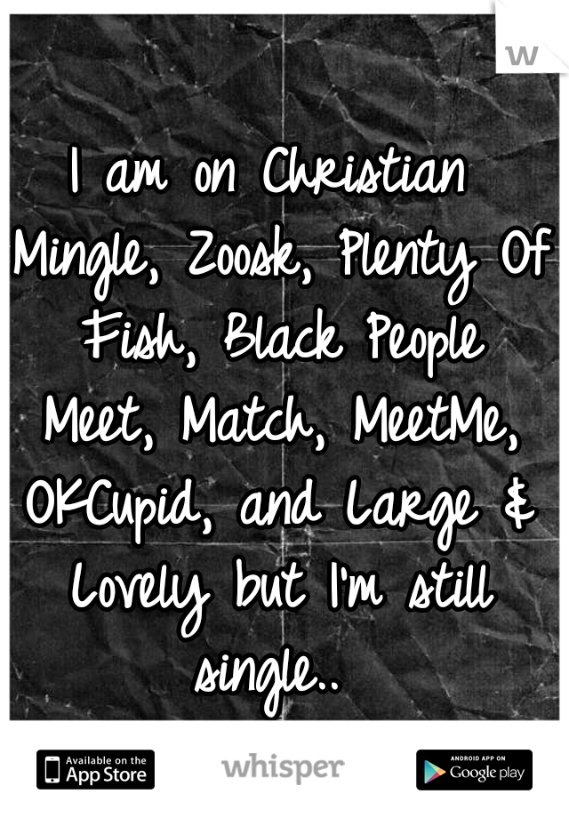 I am on Christian Mingle, Zoosk, Plenty Of Fish, Black People Meet, Match, MeetMe, OKCupid, and Large & Lovely but I'm still single.. 