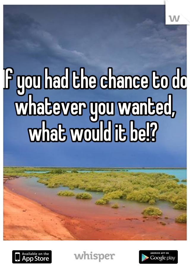 If you had the chance to do whatever you wanted, what would it be!? 