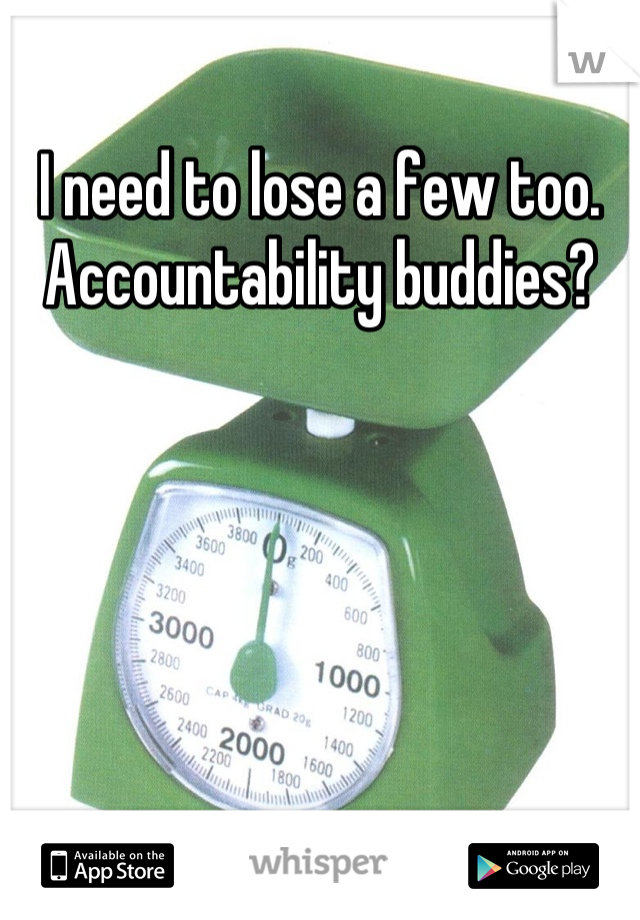 I need to lose a few too. Accountability buddies?