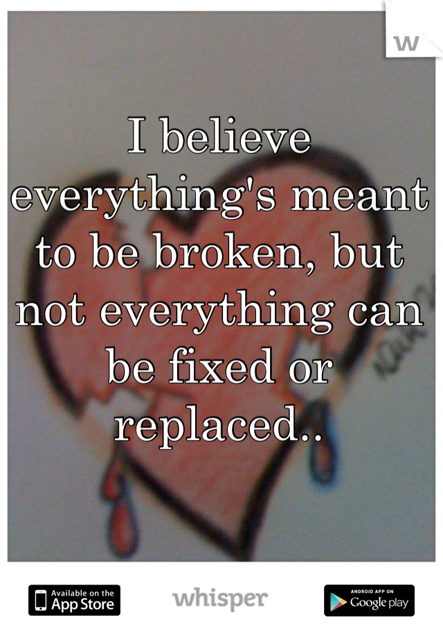 I believe everything's meant to be broken, but not everything can be fixed or replaced..