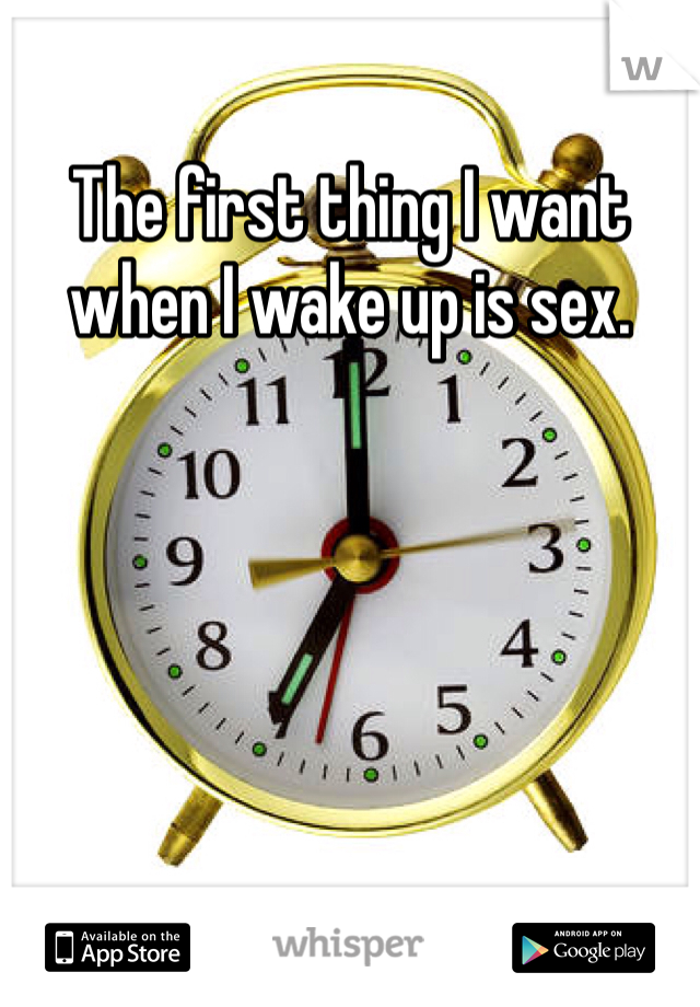 The first thing I want when I wake up is sex. 