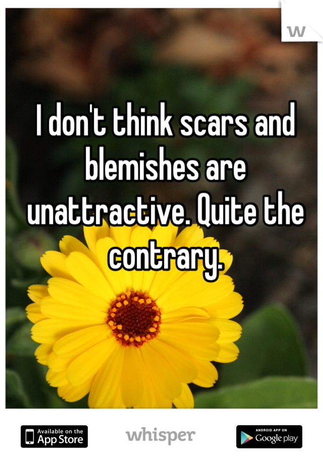 I don't think scars and blemishes are unattractive. Quite the contrary. 