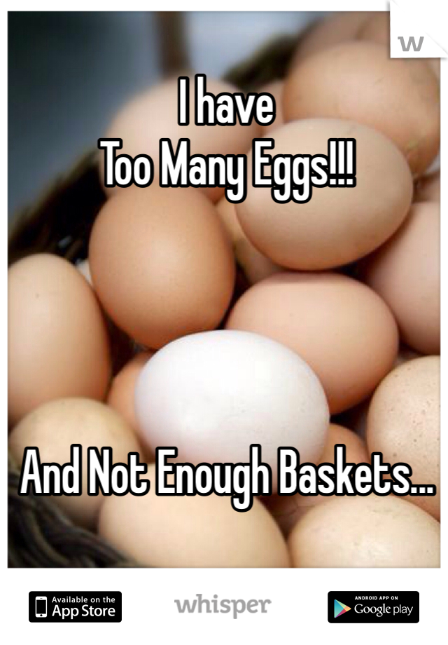 I have
Too Many Eggs!!!




And Not Enough Baskets...