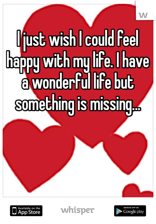 I just wish I could feel happy with my life. I have a wonderful life but something is missing...