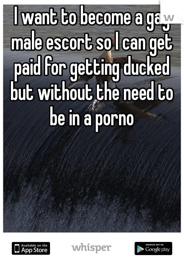 I want to become a gay male escort so I can get paid for getting ducked but without the need to be in a porno