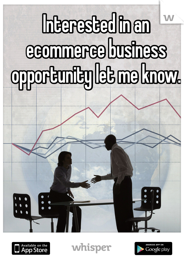 Interested in an ecommerce business opportunity let me know.