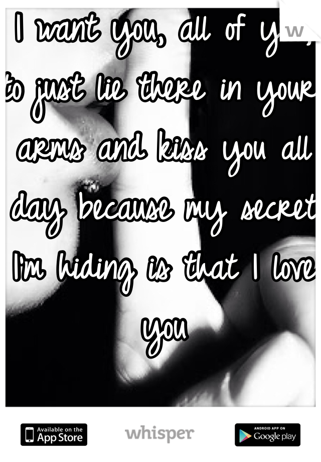 I want you, all of you, to just lie there in your arms and kiss you all day because my secret I'm hiding is that I love you 