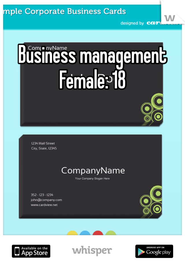 Business management 
Female: 18