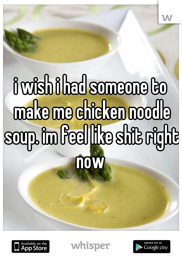 i wish i had someone to make me chicken noodle soup. im feel like shit right now 