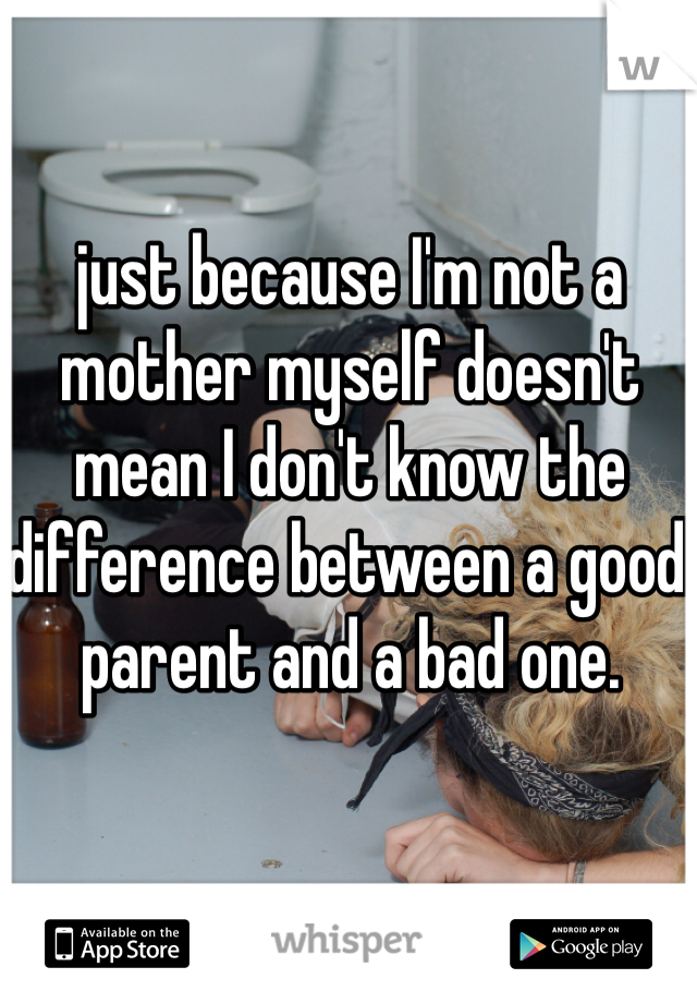 just because I'm not a mother myself doesn't mean I don't know the difference between a good parent and a bad one.