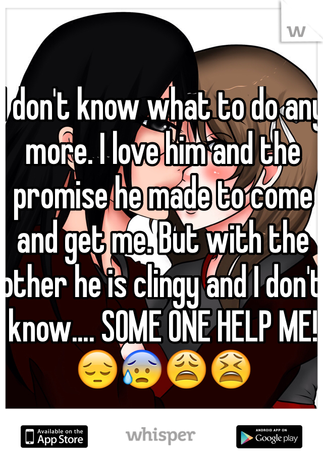 I don't know what to do any more. I love him and the promise he made to come and get me. But with the other he is clingy and I don't know.... SOME ONE HELP ME!😔😰😩😫