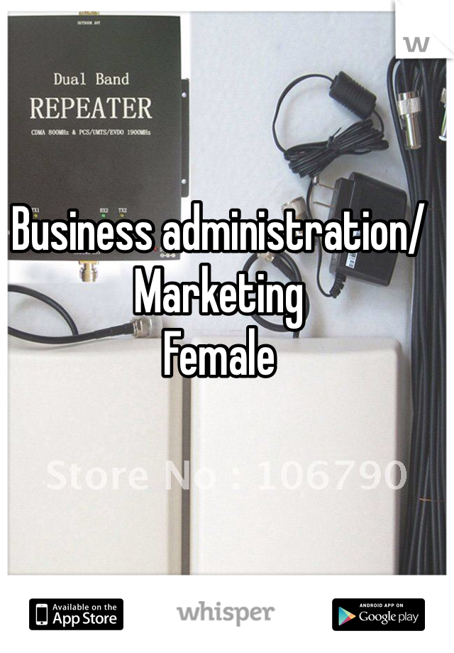 Business administration/Marketing
Female