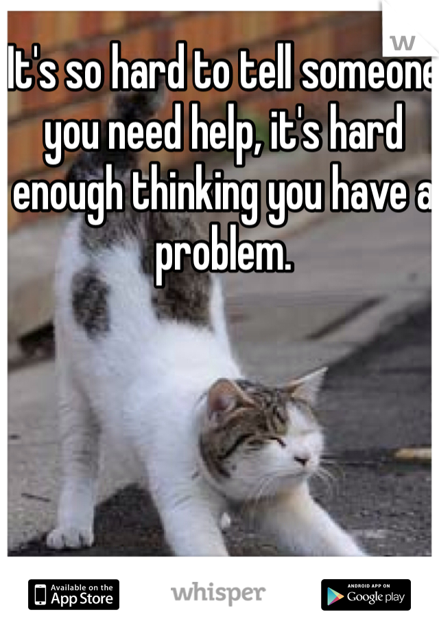 It's so hard to tell someone you need help, it's hard enough thinking you have a problem. 