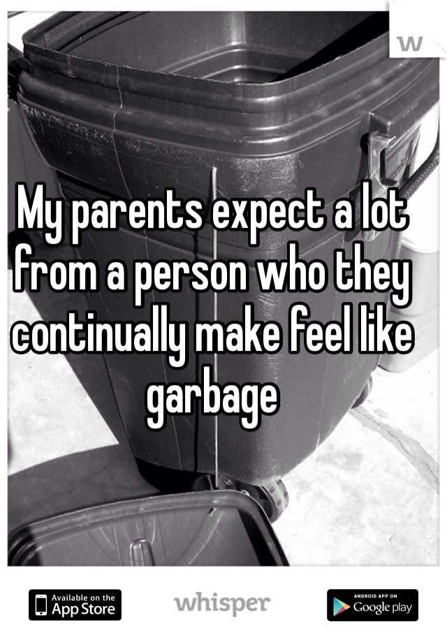 My parents expect a lot from a person who they continually make feel like garbage 