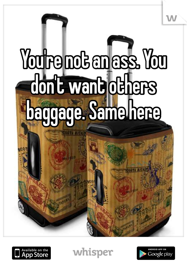 You're not an ass. You don't want others baggage. Same here