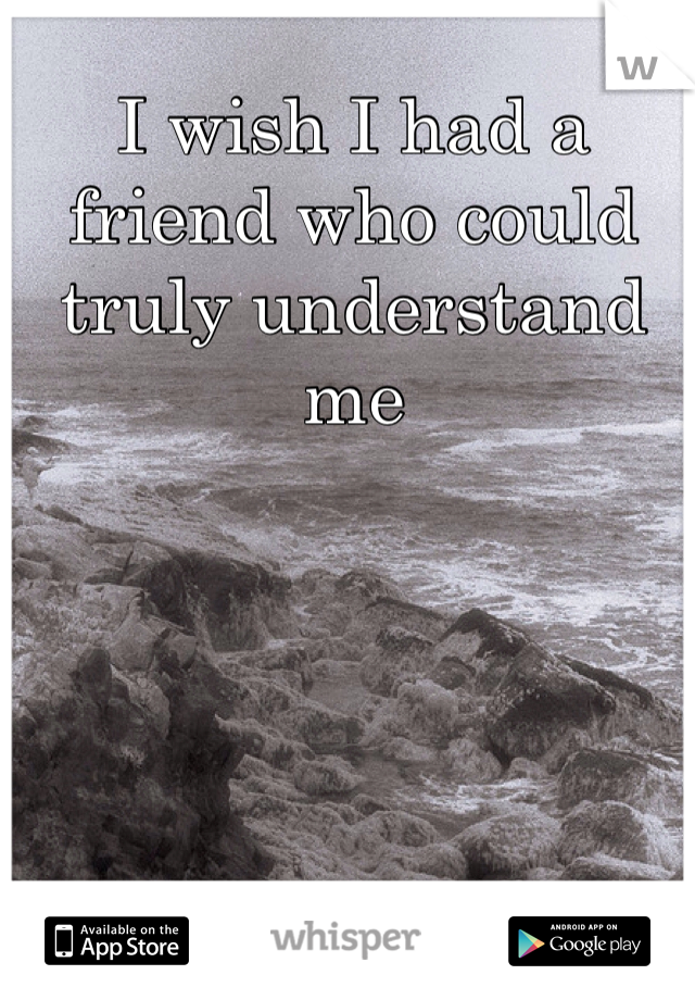 I wish I had a friend who could truly understand me 