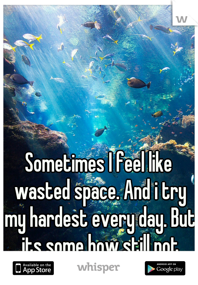 Sometimes I feel like wasted space. And i try my hardest every day. But its some how still not enough :(