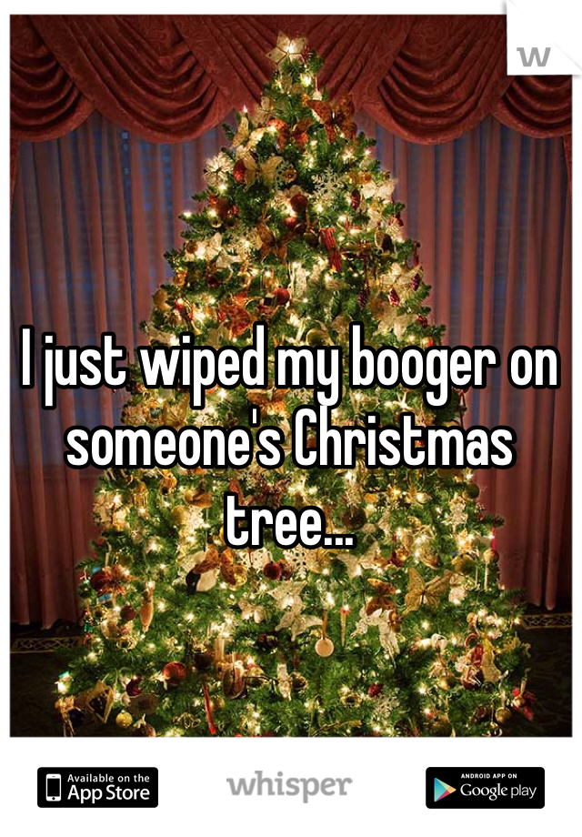 I just wiped my booger on someone's Christmas tree...