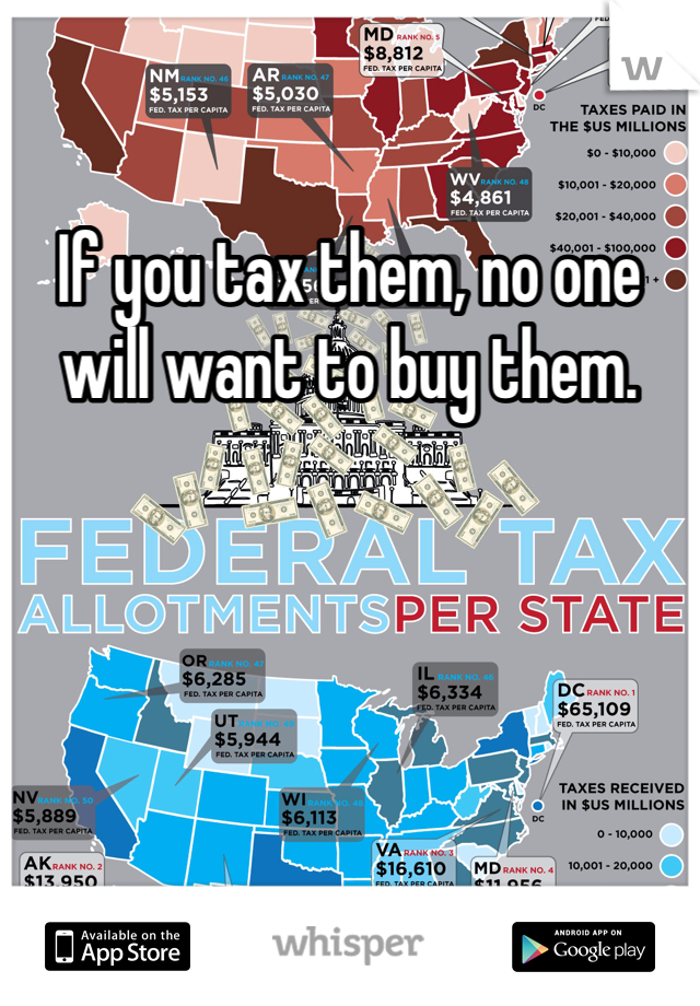 If you tax them, no one will want to buy them. 