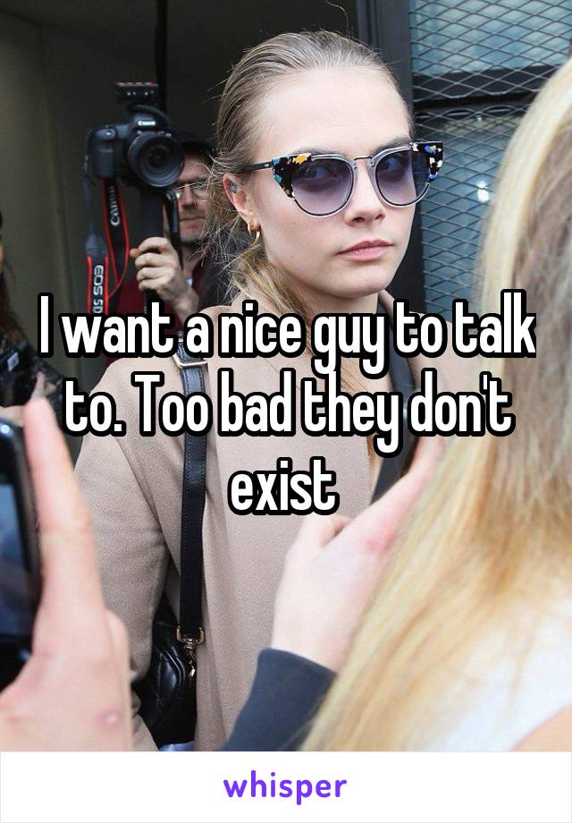 I want a nice guy to talk to. Too bad they don't exist 