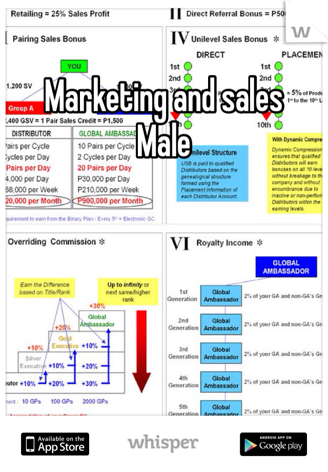 Marketing and sales 
Male
