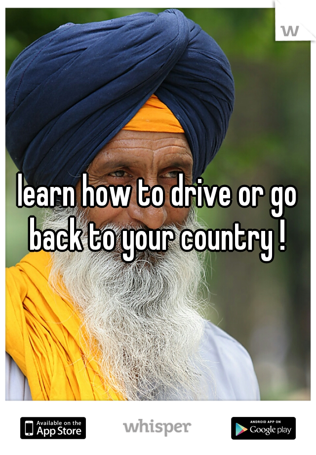 learn how to drive or go back to your country ! 