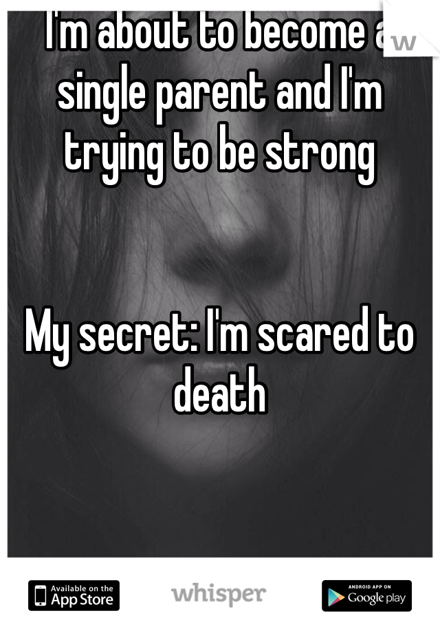 I'm about to become a single parent and I'm trying to be strong


My secret: I'm scared to death 