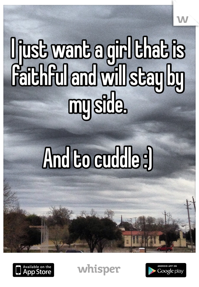 I just want a girl that is faithful and will stay by my side.

And to cuddle :)