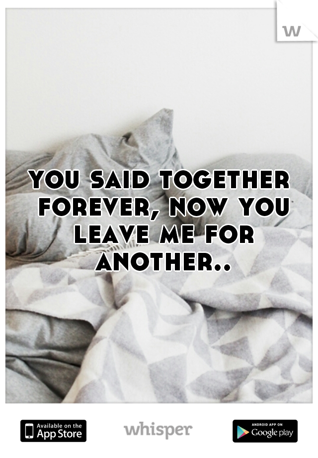 you said together forever, now you leave me for another..