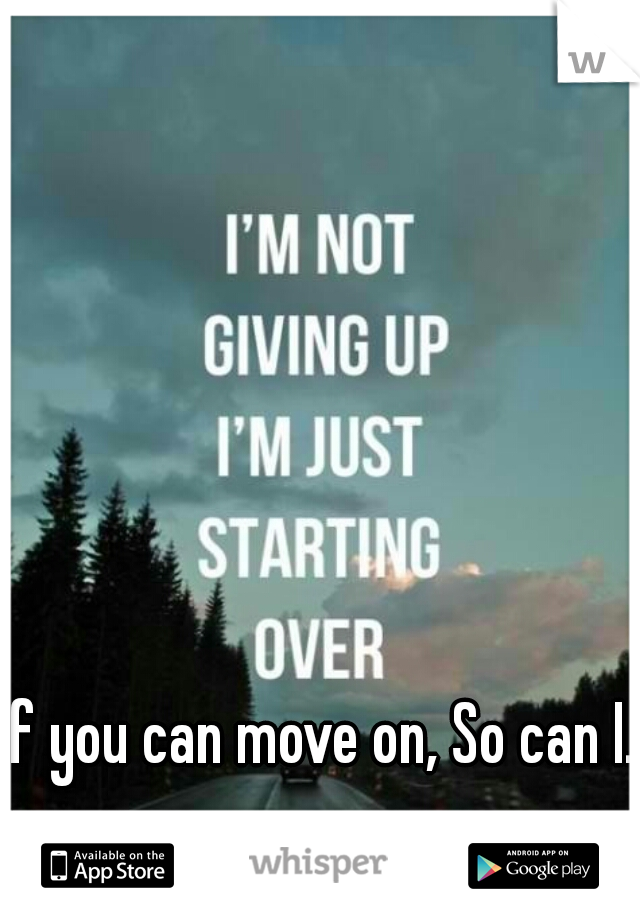 If you can move on, So can I..