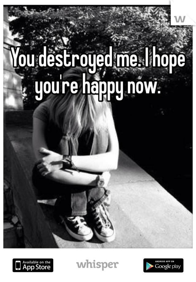 You destroyed me. I hope you're happy now.