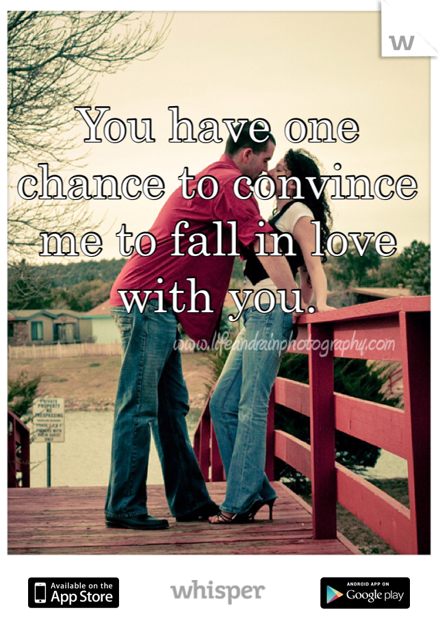 You have one chance to convince me to fall in love with you. 