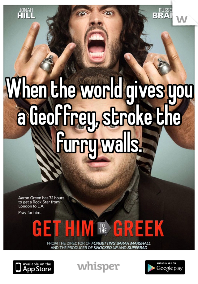 When the world gives you a Geoffrey, stroke the furry walls.